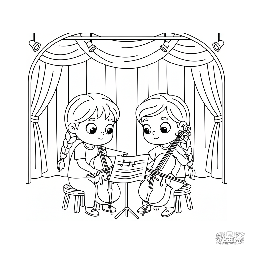 Дуэт виолончелистов на репетиции