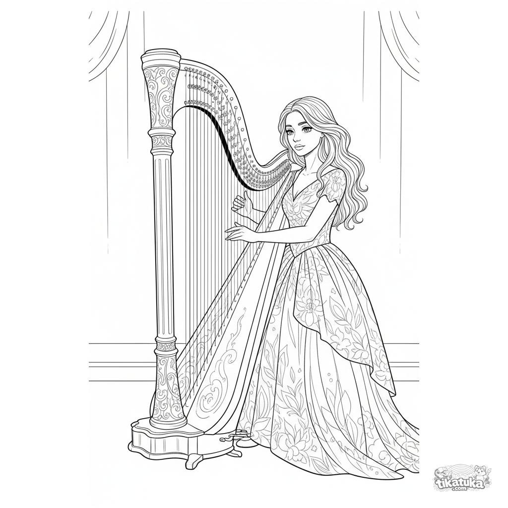 Арфистка на сцене