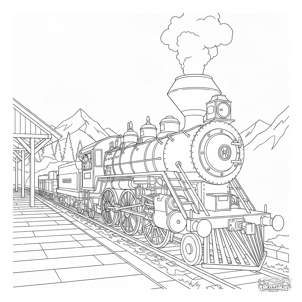 Паровоз на горной станции