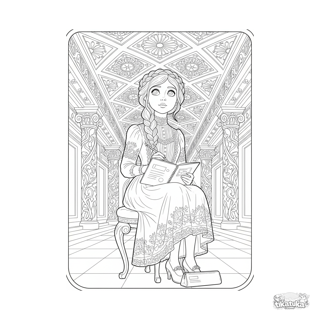 Девочка, зарисовывающая архитектуру