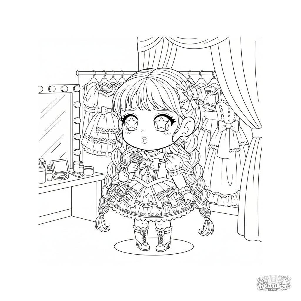 Айдол-певица за кулисами перед концертом