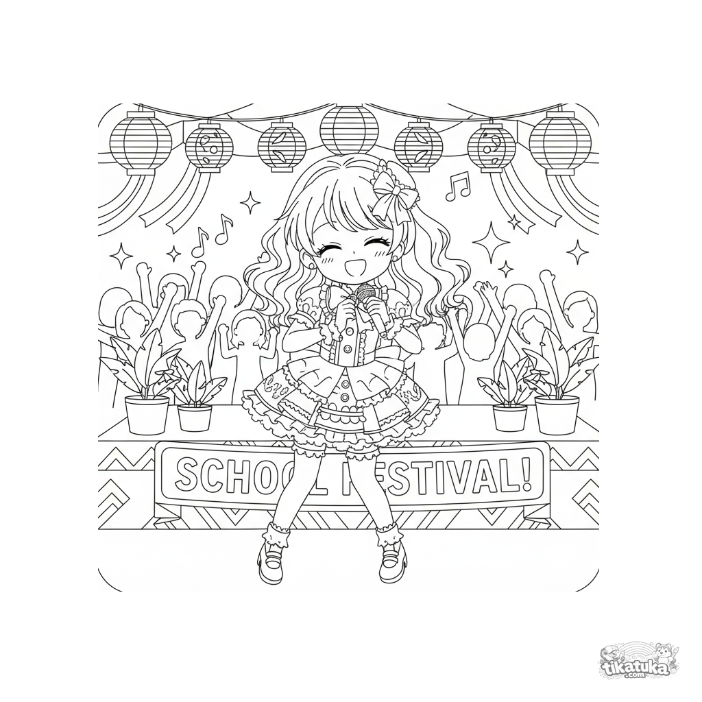 Айдол поёт на школьном фестивале