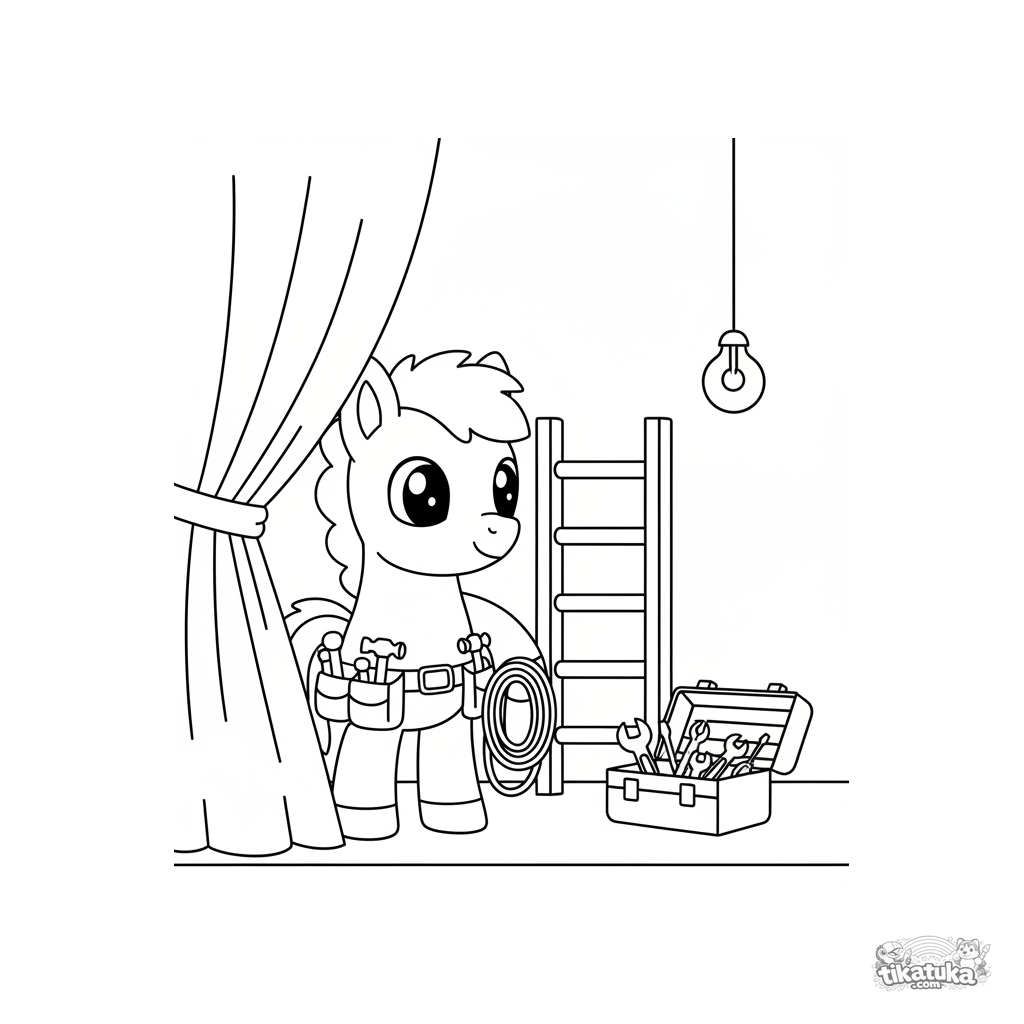 Пони-рабочий сцены за кулисами