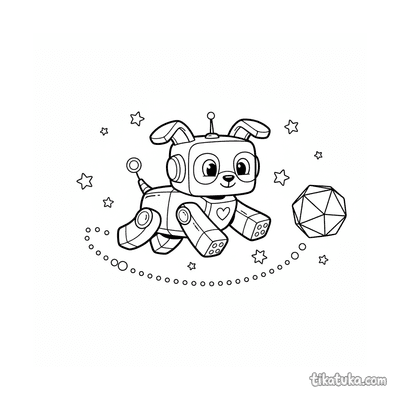 Робот-собака играет в космосе