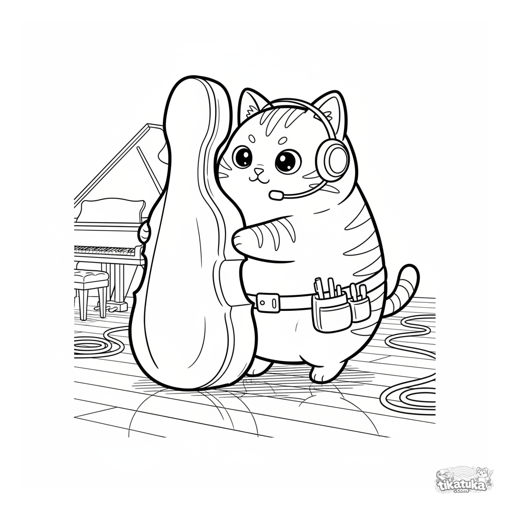 Кот-рабочий сцен с виолончелью