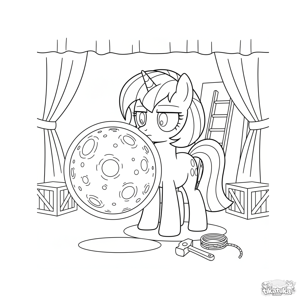 Пони-рабочий сцены с магией