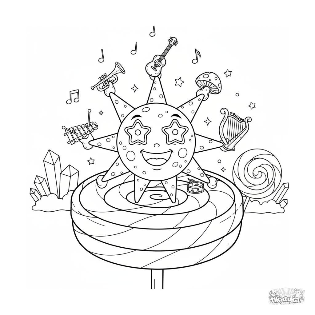 Звёздный микроб-музыкант на леденце