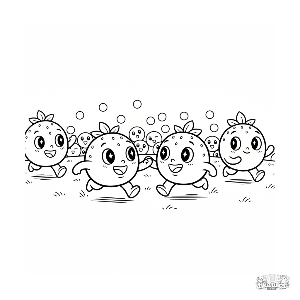 Друзья-клубничные моти играют в догонялки