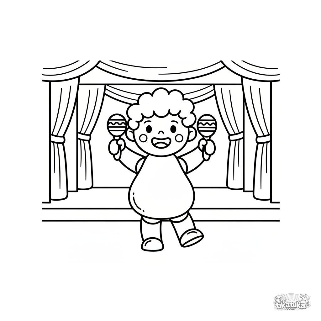 Малыш с маракасами на сцене