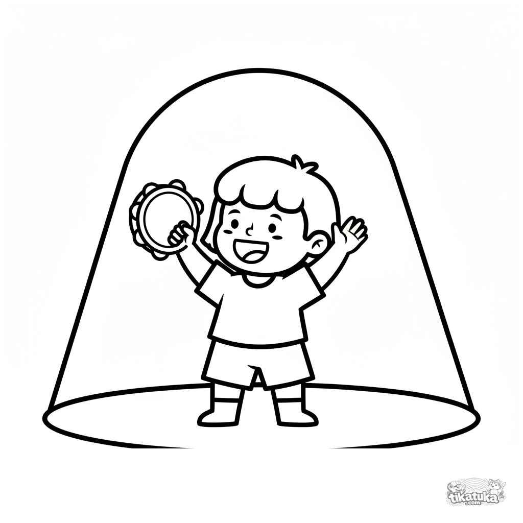 Малыш с бубном на сцене