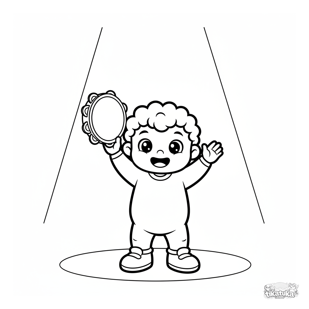 Малыш с бубном на сцене