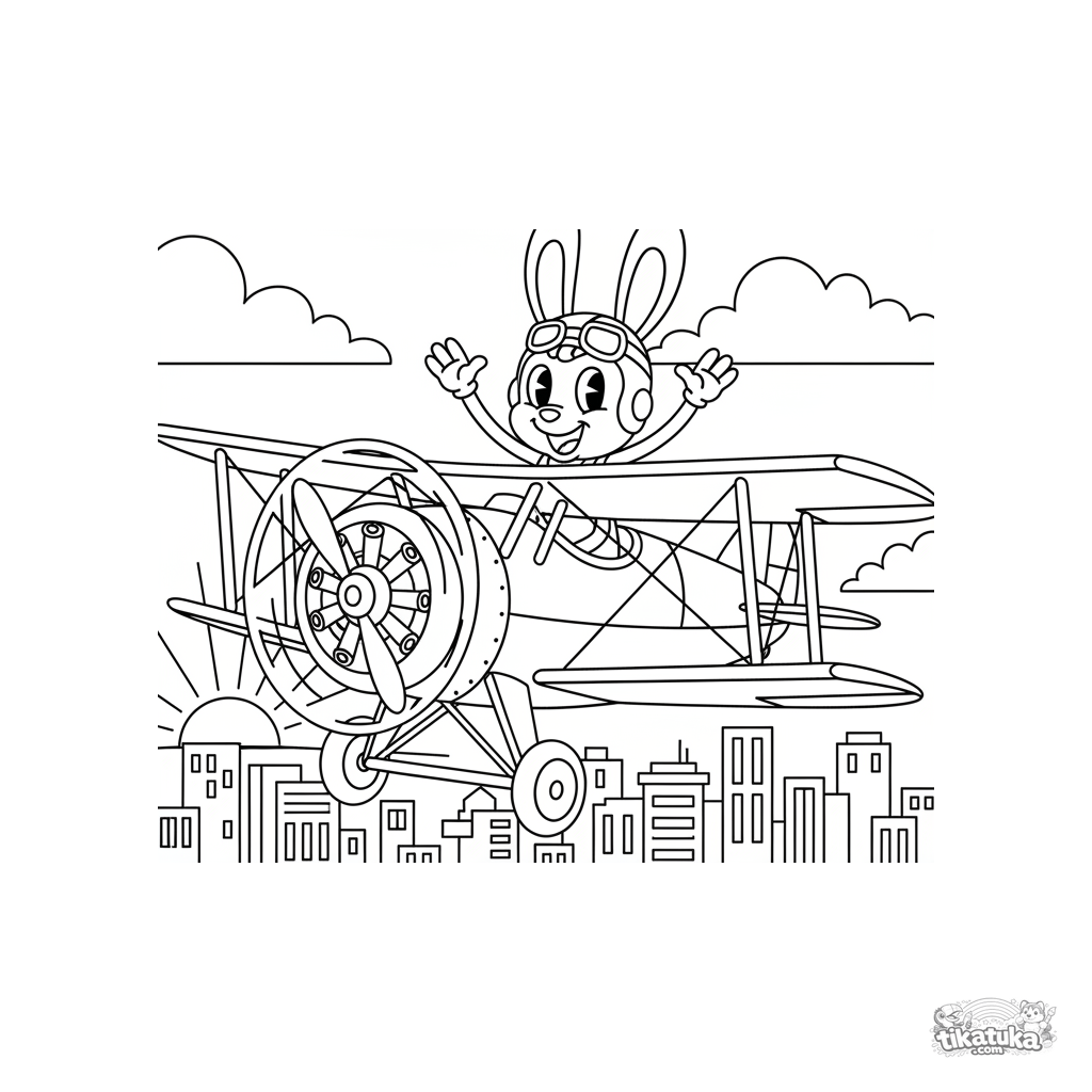 Винтажный биплан над городом