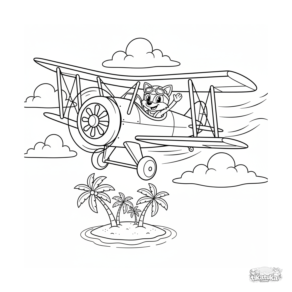 Биплан над тропическим островом