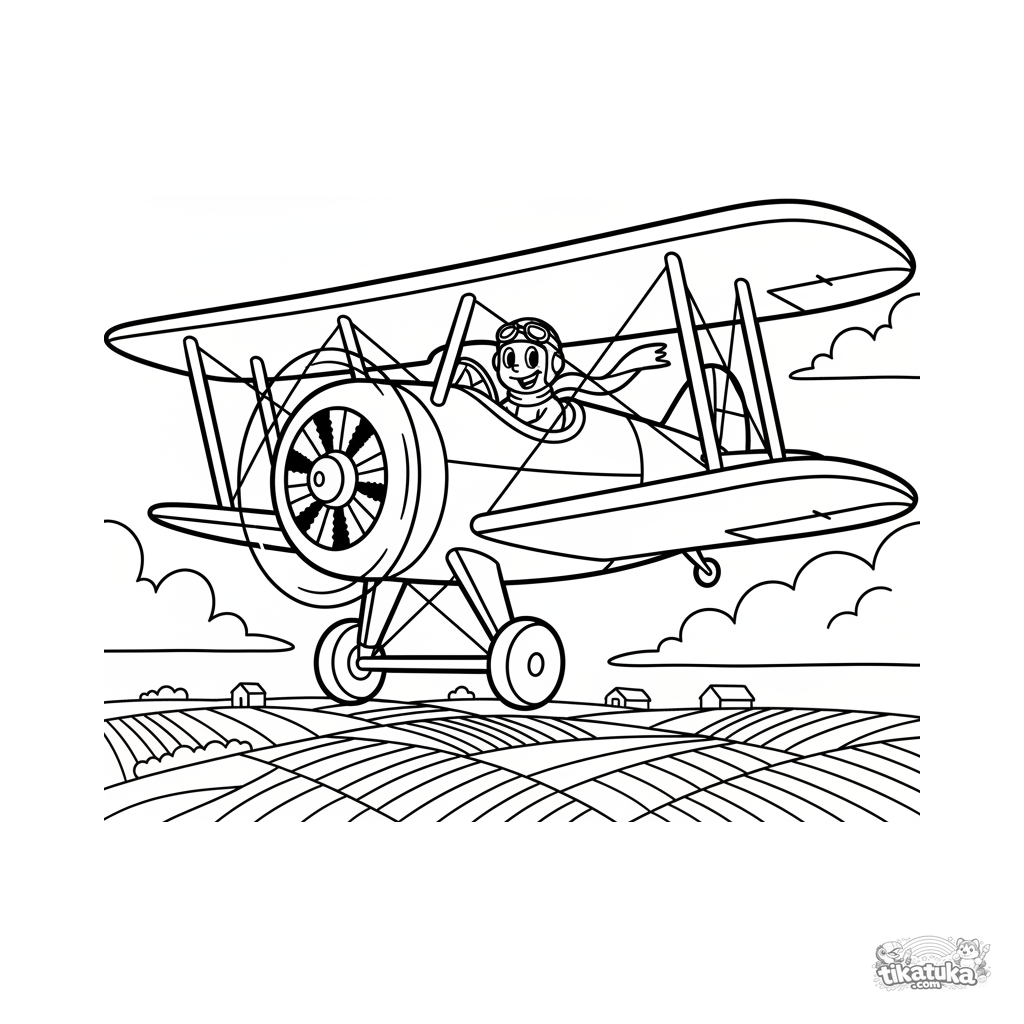 Винтажный биплан над полями