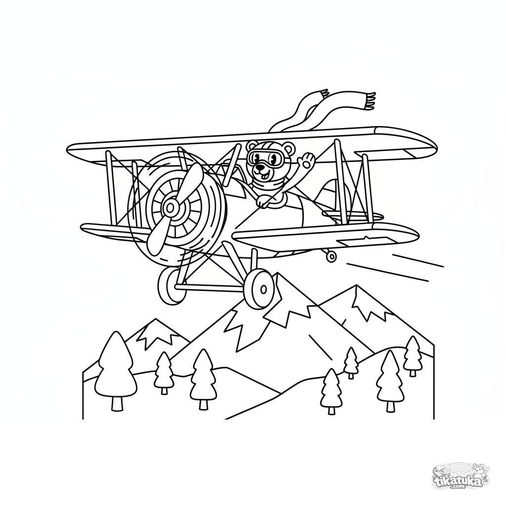 Винтажный биплан над горами