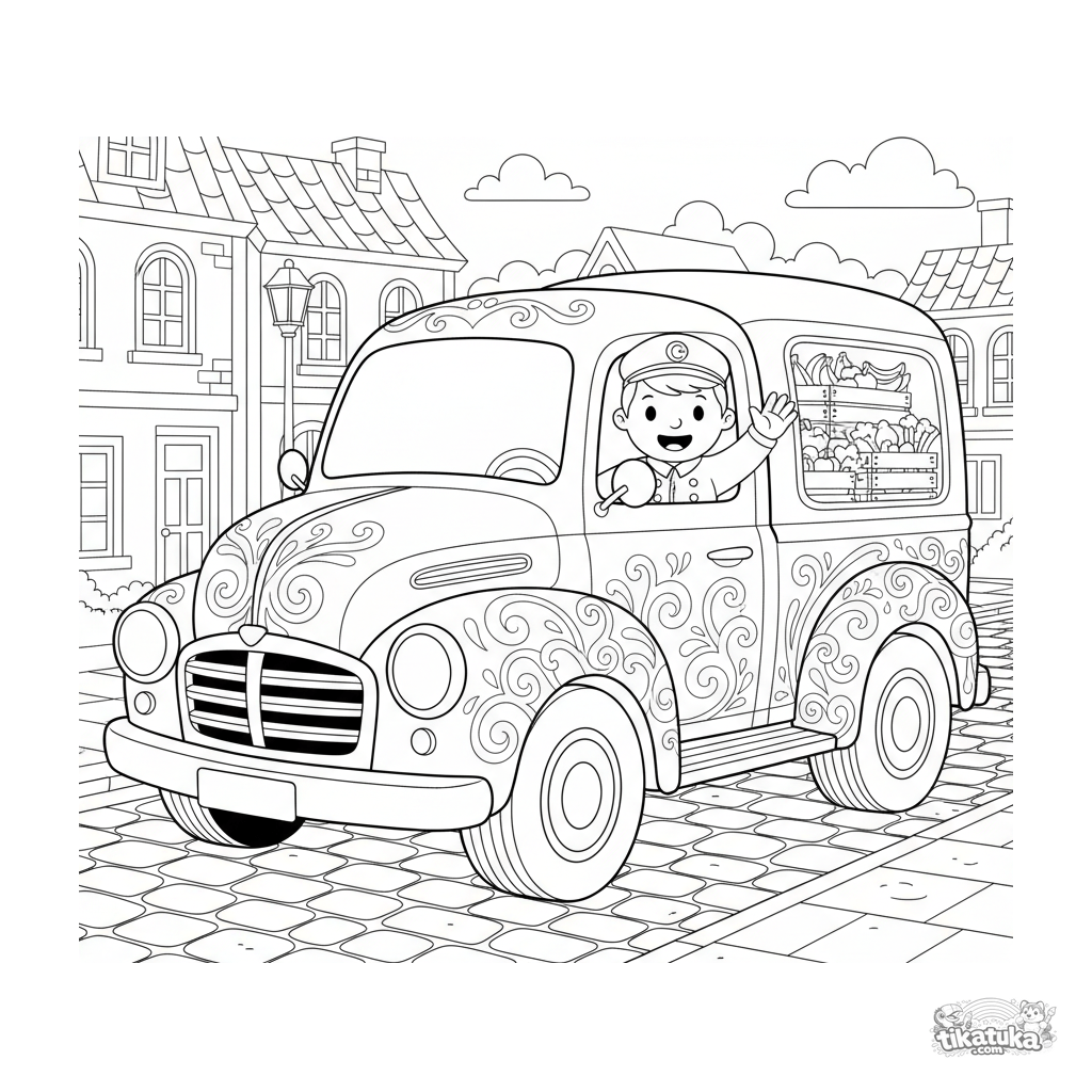 Винтажный фургон с цветочными узорами