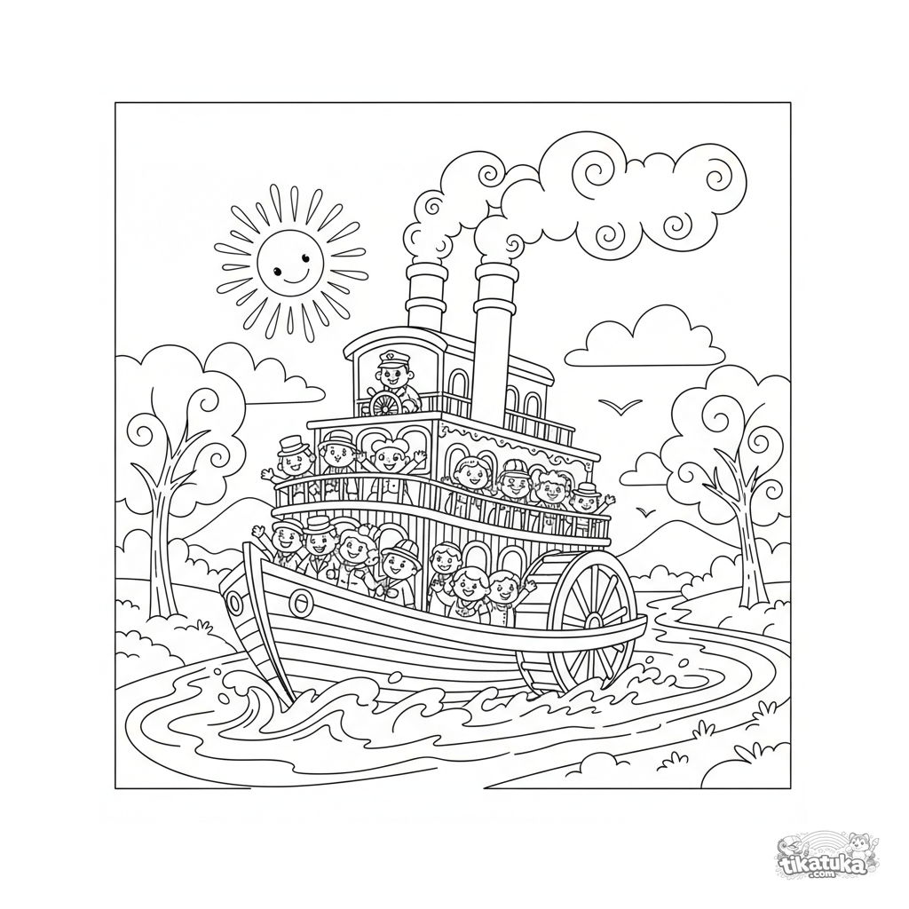 Винтажный пароход на реке