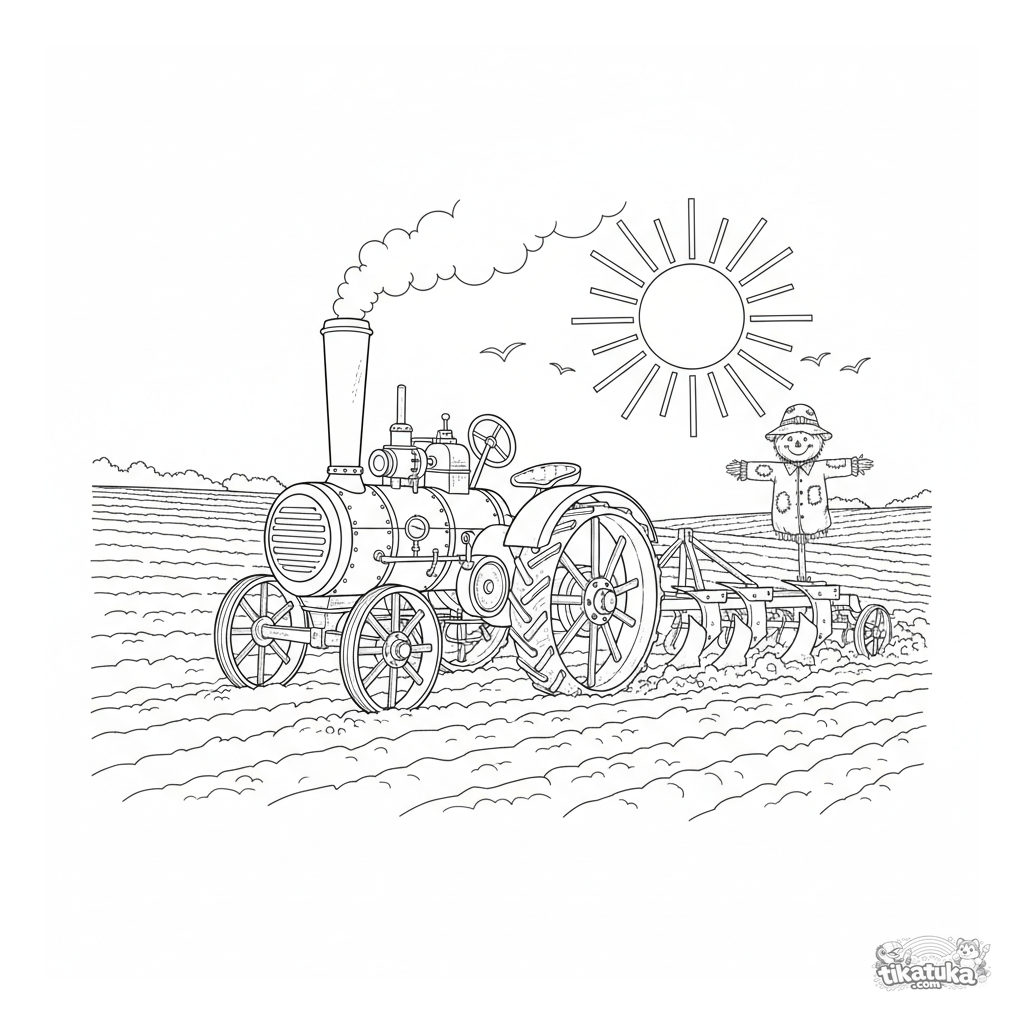 Винтажный паровой трактор