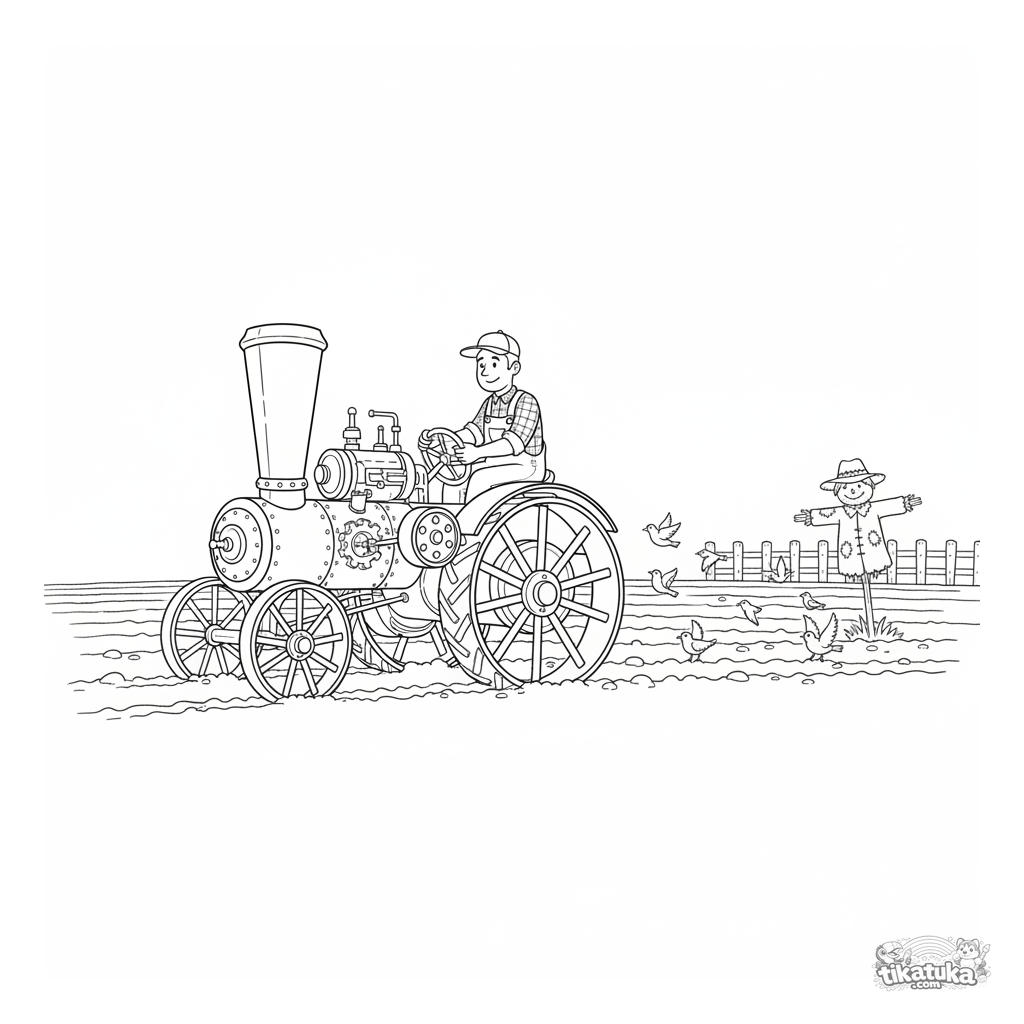 Винтажный паровой трактор