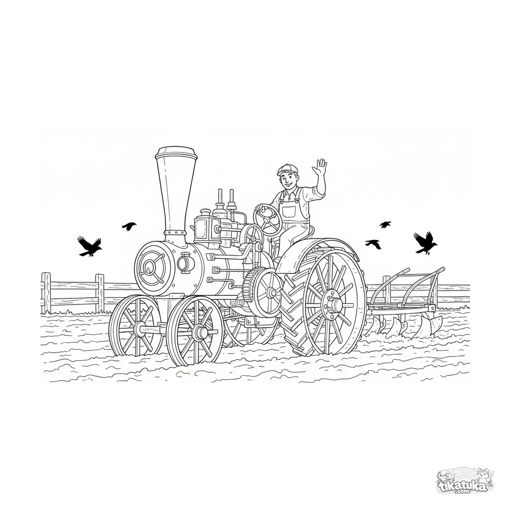 Винтажный паровой трактор