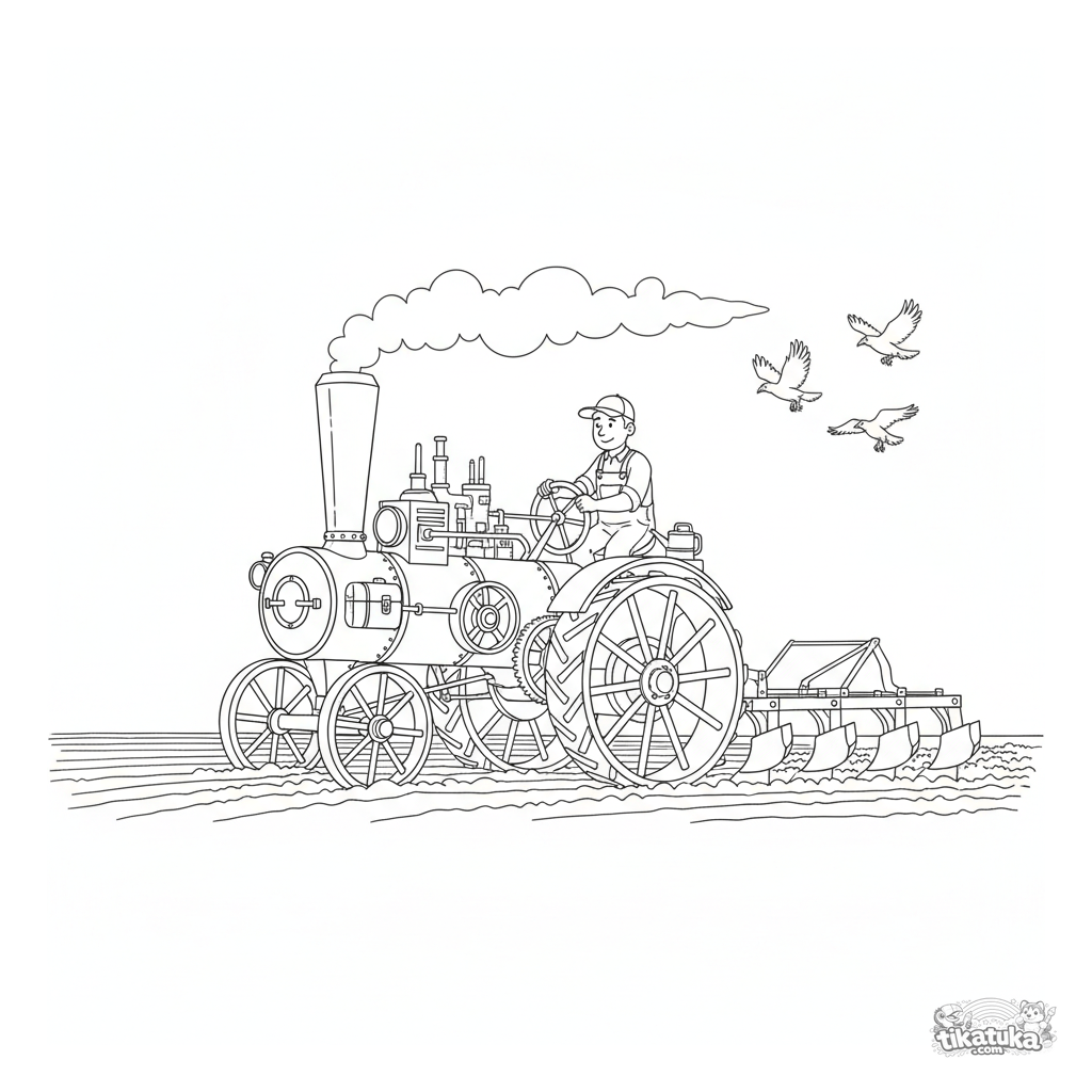 Винтажный паровой трактор