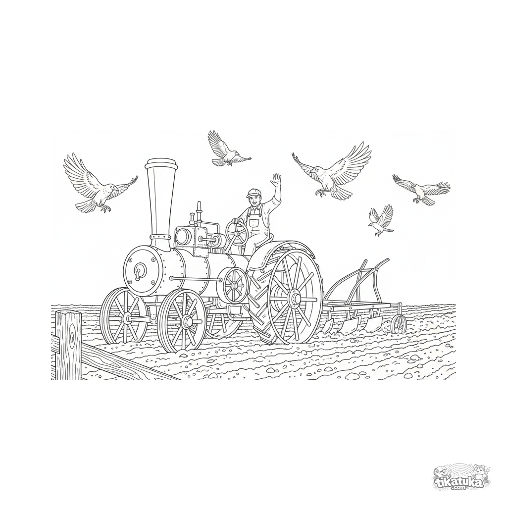 Винтажный паровой трактор