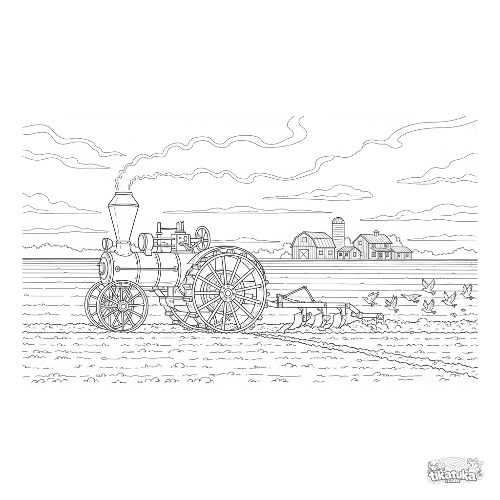 Винтажный паровой трактор